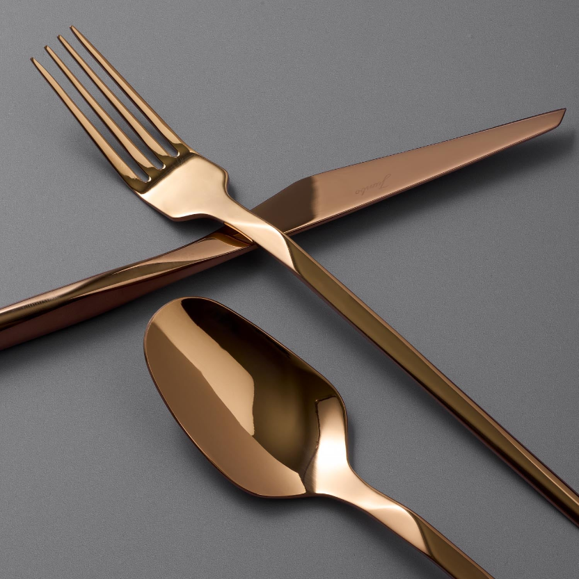 Jumbo 5100 Quartz Titanyum Bronz 12 Kişilik 84 Parça Çatal Kaşık Bıçak Seti