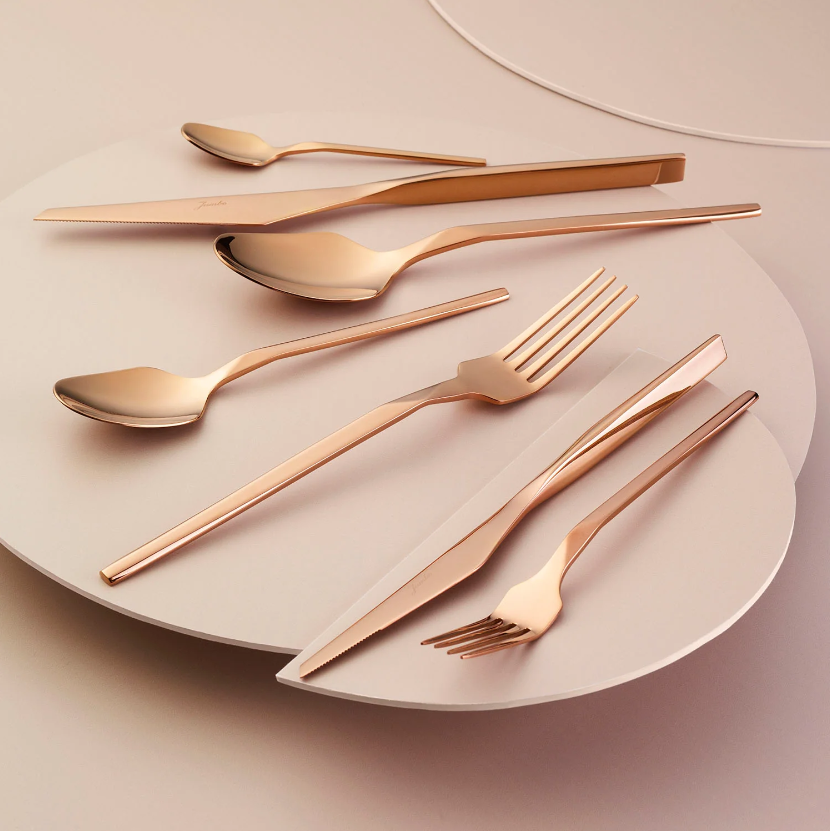 Jumbo 5100 Quartz Titanyum Bronz 12 Kişilik 84 Parça Çatal Kaşık Bıçak Seti