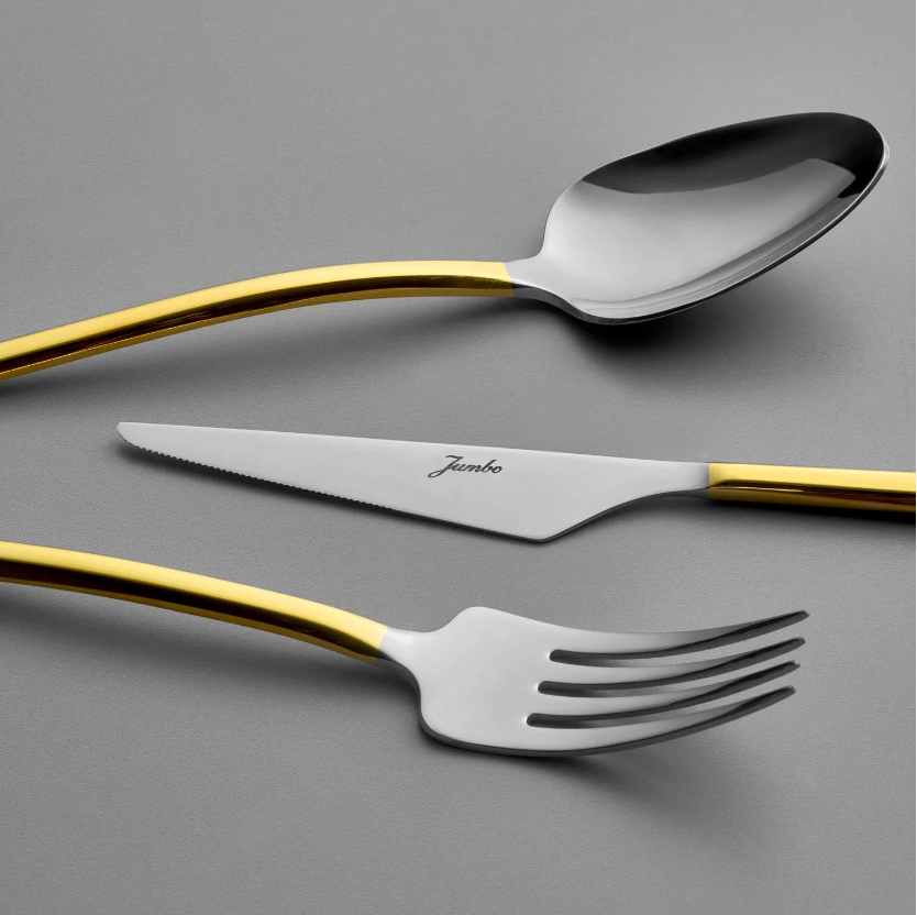 Jumbo 5500 12 Kişilik 84 Parça Altın Çatal Kaşık Bıçak Takımı