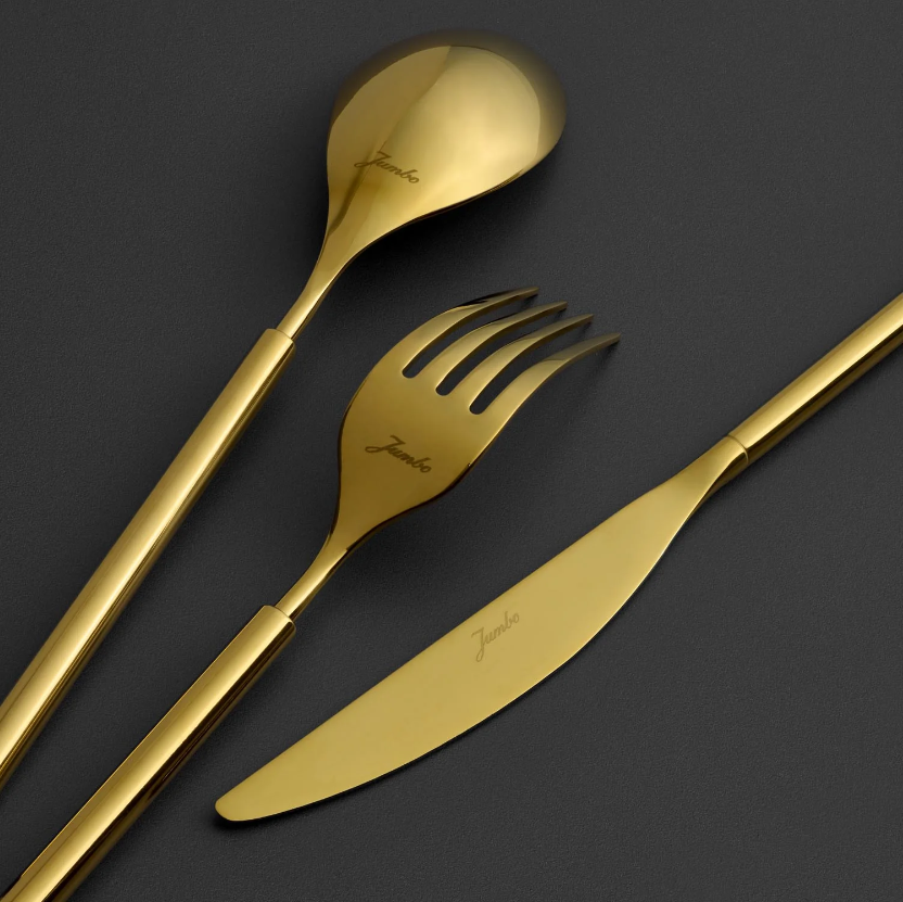 Jumbo 6000 Roller Titanyum Gold 84 Parça 12 Kişilik Çatal Kaşık Bıçak Seti