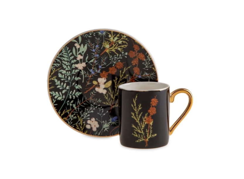 Jumbo Black Garden 4 Kişilik Kahve Fincan Takımı