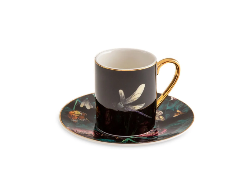 Jumbo Black Garden 4 Kişilik Kahve Fincan Takımı