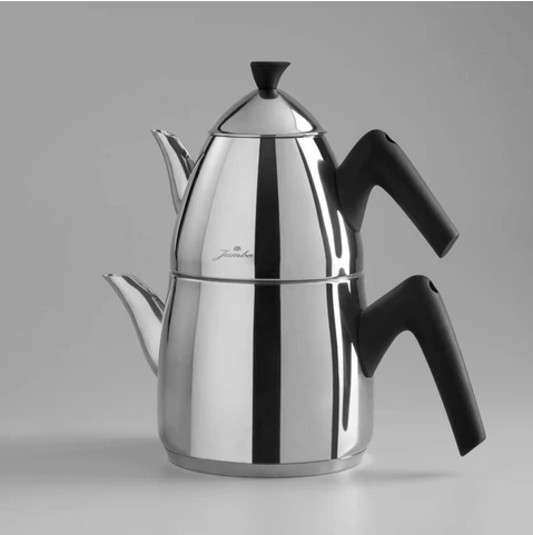 Jumbo Lizbon 3 Lt Siyah Paslanmaz Çelik Çaydanlık – Bakalit Kulplu, Kendinden Süzgeçli, Dayanıklı Tasarım