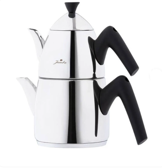 Jumbo Lizbon Midi 2 Parça Paslanmaz Çelik Isıya Dayanıklı Ergonomik Saplı Çaydanlık Seti