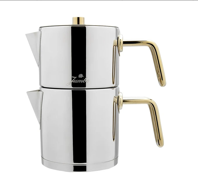 Jumbo Metalix Çaydanlık Paslanmaz Çelik ve Titanyum Gold Detaylarla 1,5 lt Kapasite