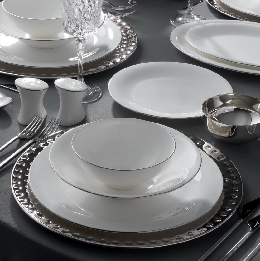 Jumbo Silva 61 Parça 12 Kişilik Beyaz Porselen Yemek Takımı Modern Tasarım