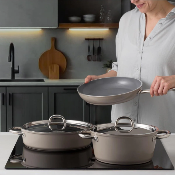 Jumbo Swiss Crystal 7 Parça Tencere Seti Bej