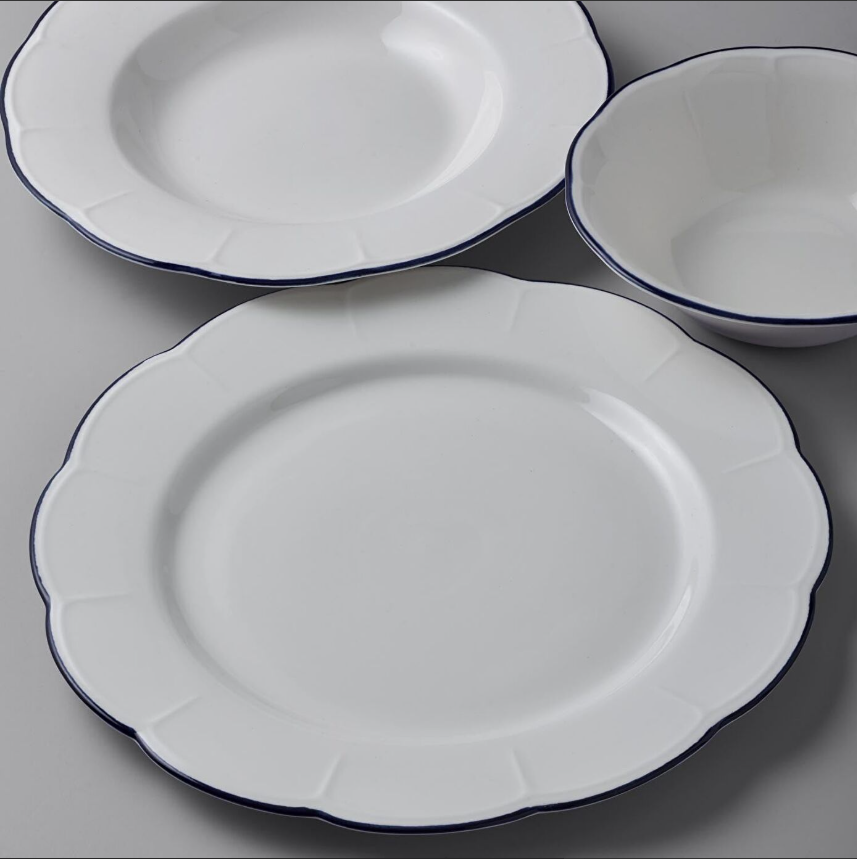 Jumbo Yemek Takımı 18 Parça 6 Kişilik Lacivert Porselen Yuvarlak Tabak Seti