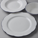 Jumbo Yemek Takımı 18 Parça 6 Kişilik Lacivert Porselen Yuvarlak Tabak Seti