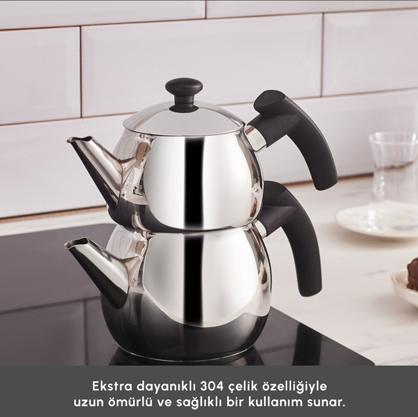 Karaca Adelya Mini Boy Siyah Çaydanlık Takımı 2 Kişilik