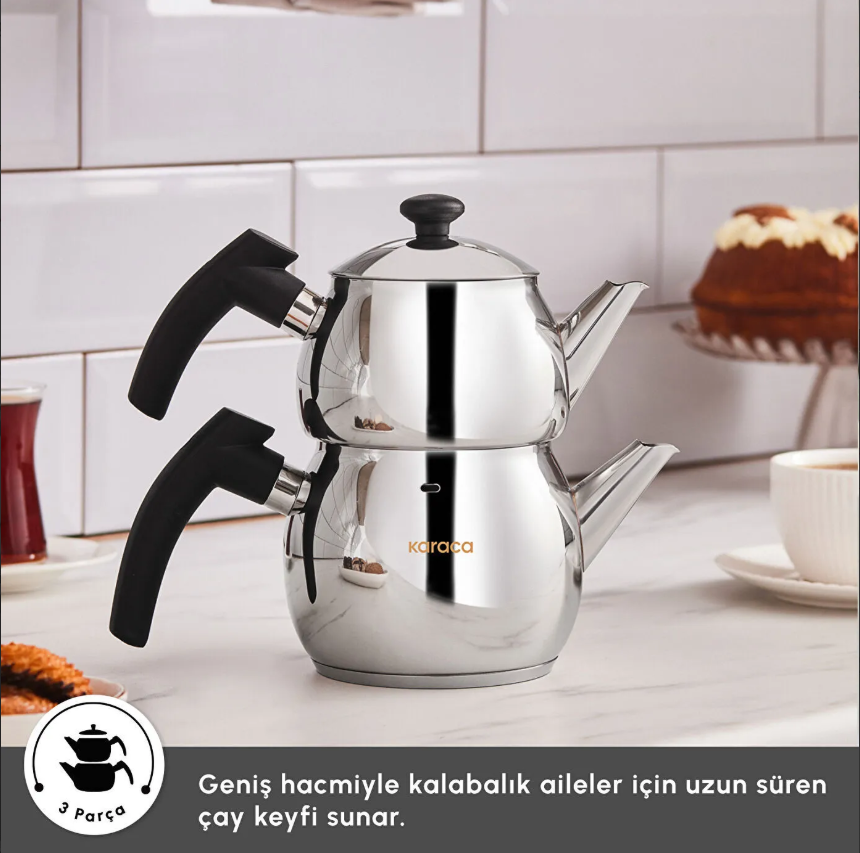 Karaca Adelya Mini Boy Siyah Çaydanlık Takımı 2 Kişilik