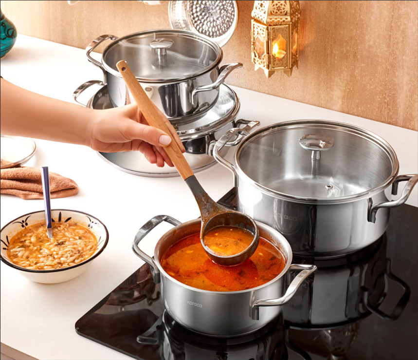 Karaca Alaz 8 Parça Çelik Tencere Seti
