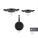 Karaca Biogranit Dide Siyah Granit Kaplamalı Düz Tava ve Sahan Seti 3 Parça 16-18-24 cm