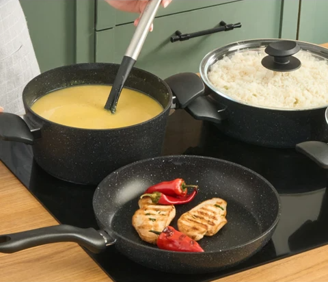 Karaca Defne Biogranit V2 7 Parça Tencere Seti Black