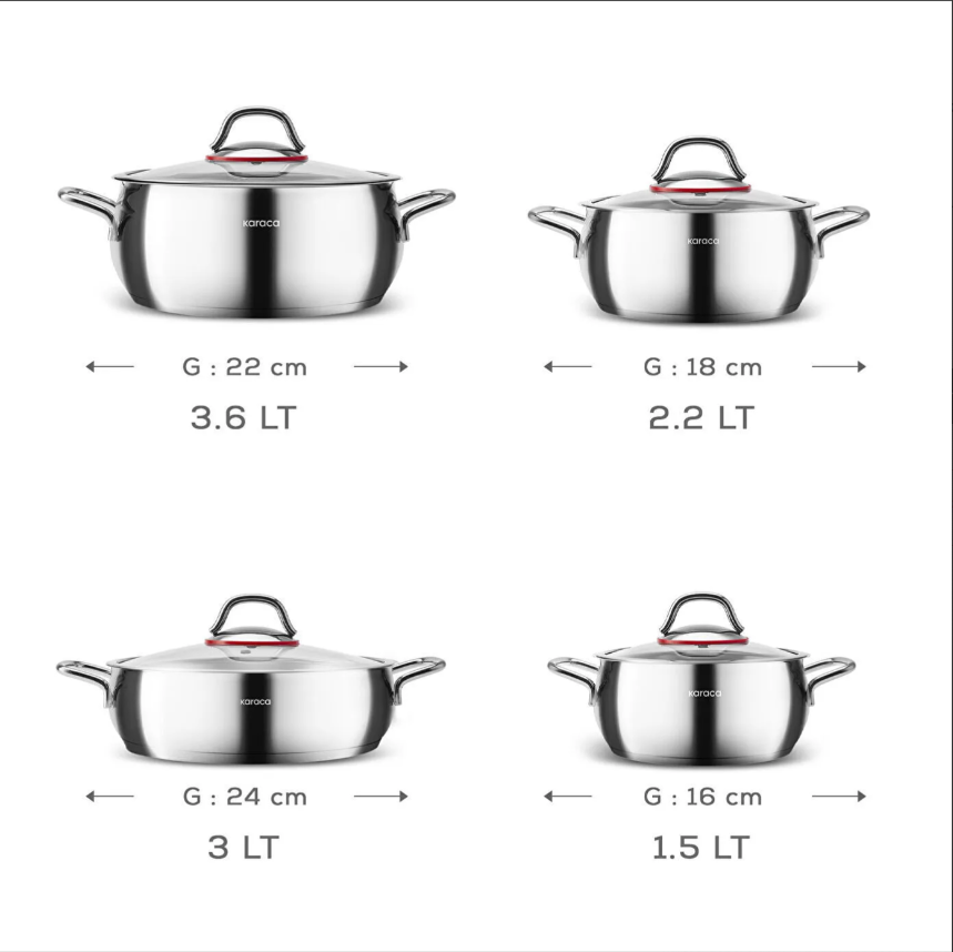 Karaca Emirgan 8 Parça Çelik Tencere Seti