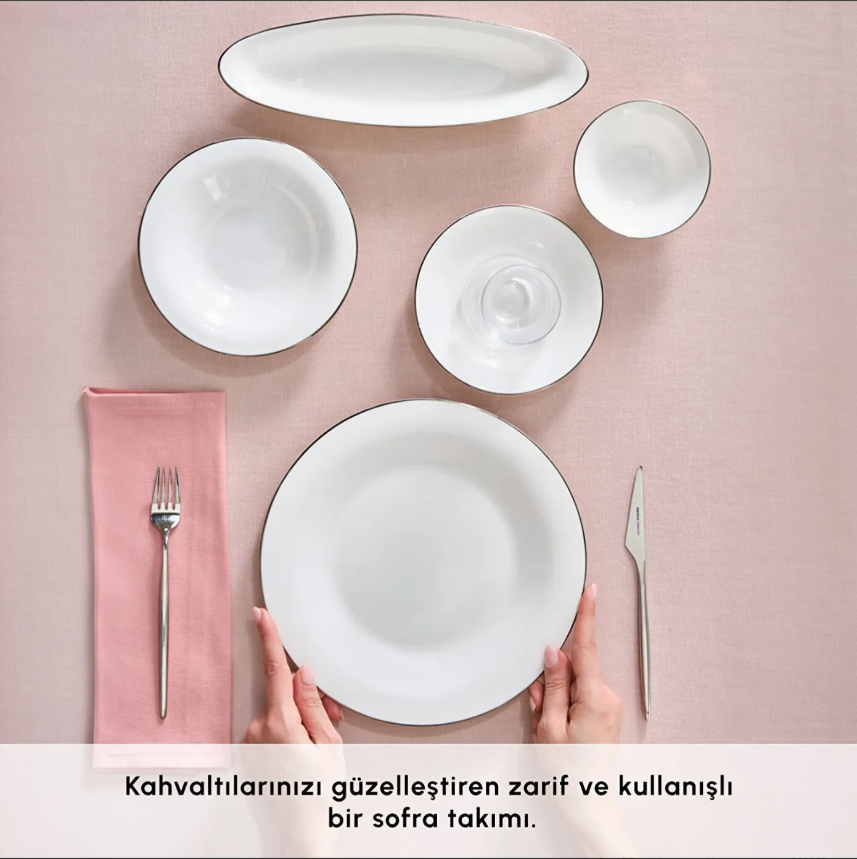 Karaca Fine Pearl Fame 26 Parça 6 Kişilik Kahvaltı Takımı Platin