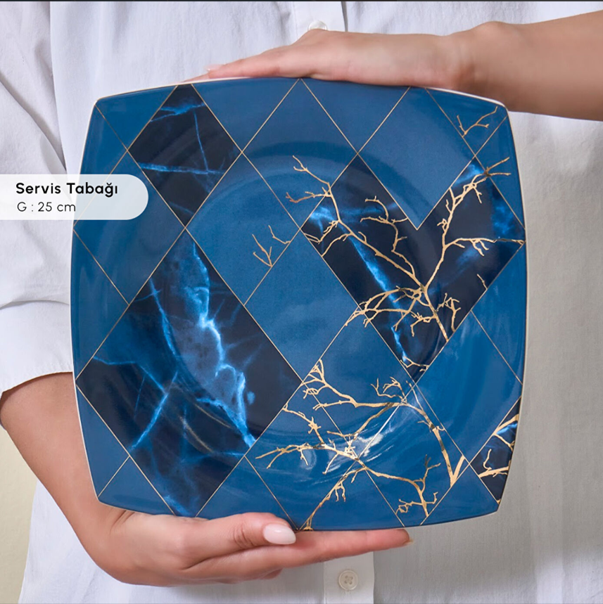 Karaca Fine Pearl Midnight 26 Parça 6 Kişilik İnci Kahvaltı Seti Kare