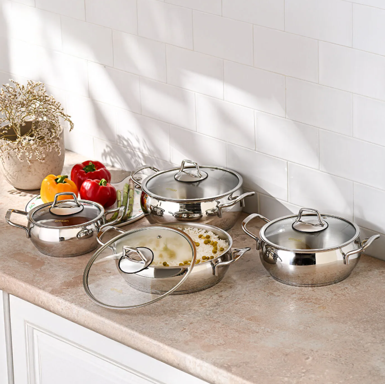 Emsan Cemre İndüksiyon Tabanlı 8 Parça Çelik Tencere Seti
