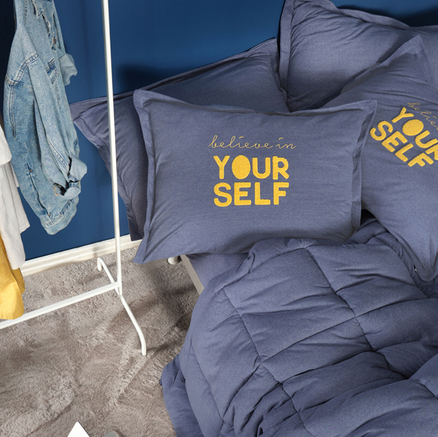 Karaca Home Motto Cotton Comfort Tek Kişilik İndigo SET