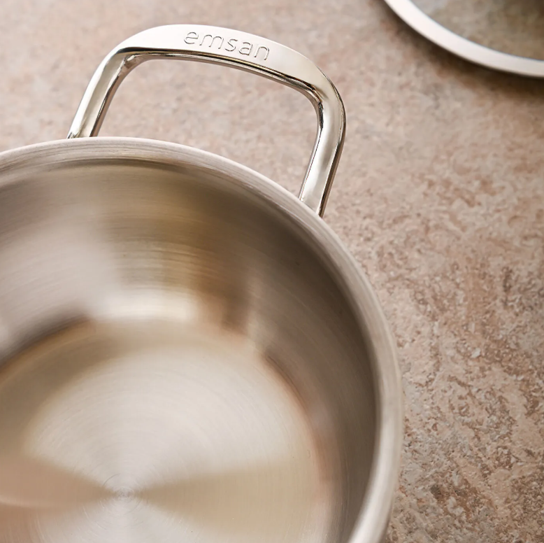 Emsan Cemre İndüksiyon Tabanlı 8 Parça Çelik Tencere Seti