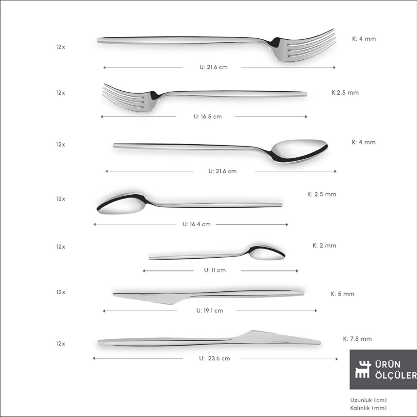 Karaca Moongate 84 Parça 12 Kişilik 316 Çelik Premium Çatal Kaşık Bıçak Seti