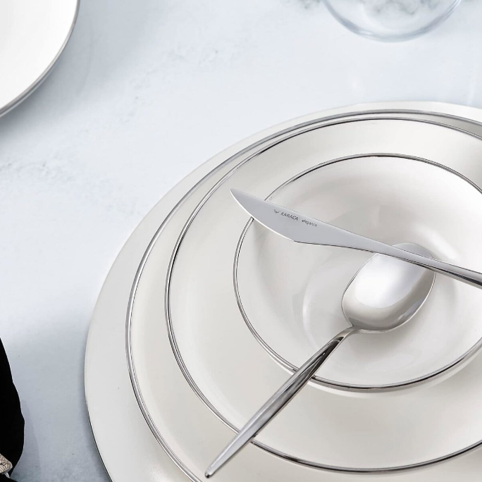 Karaca Streamline Eclipse Platin 24 Parça 6 Kişilik Yemek Takımı