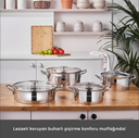 Karaca Vapor New Indüksiyon Tavanlı 8 Parça Süzgeçli Çelik Tencere Seti