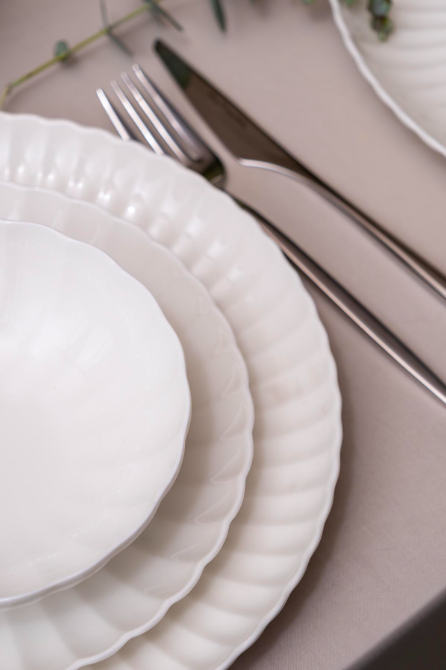 Kütahya Porselen Bone Luz Form 27 Parça 6 Kişilik Yemek Takımı Beyaz