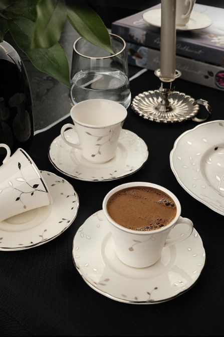 Kütahya Porselen Bone Olympos 12 Parça 6 Kişilik Kahve Takımı