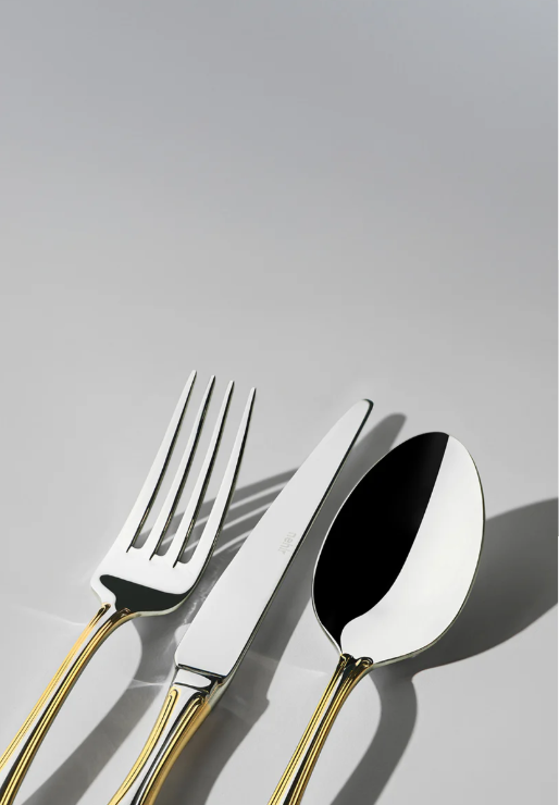 Nehir Lalezar Altın Sade 6 Kişilik 36 Parça Çatal Kaşık Bıçak Takımı