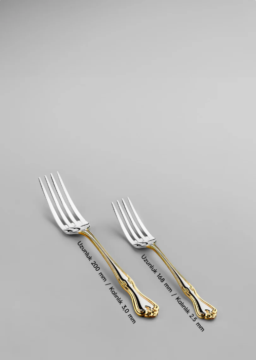 Nehir Lalezar Altın Sade 6 Kişilik 36 Parça Çatal Kaşık Bıçak Takımı