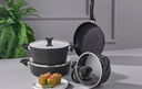 Taç 3455 Master Cook 7 Parça Granit Tencere Seti Siyah