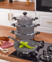 Taç Stone 7 Prç Granit Tencere Seti Gri