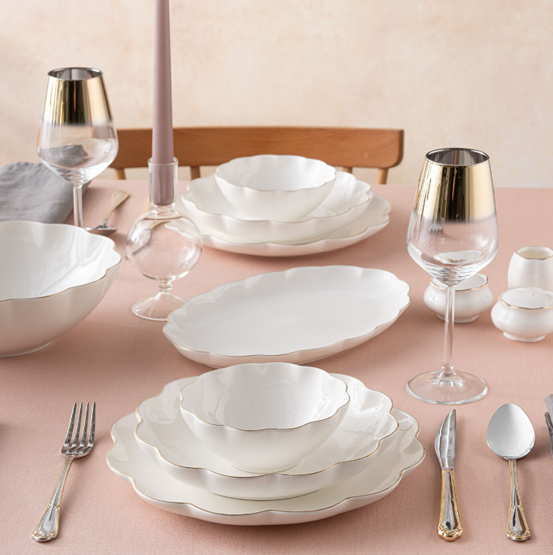 Emsan Istanbul Porselen Gonca 29 Parça 6 Kişilik Yemek Takımı Gold