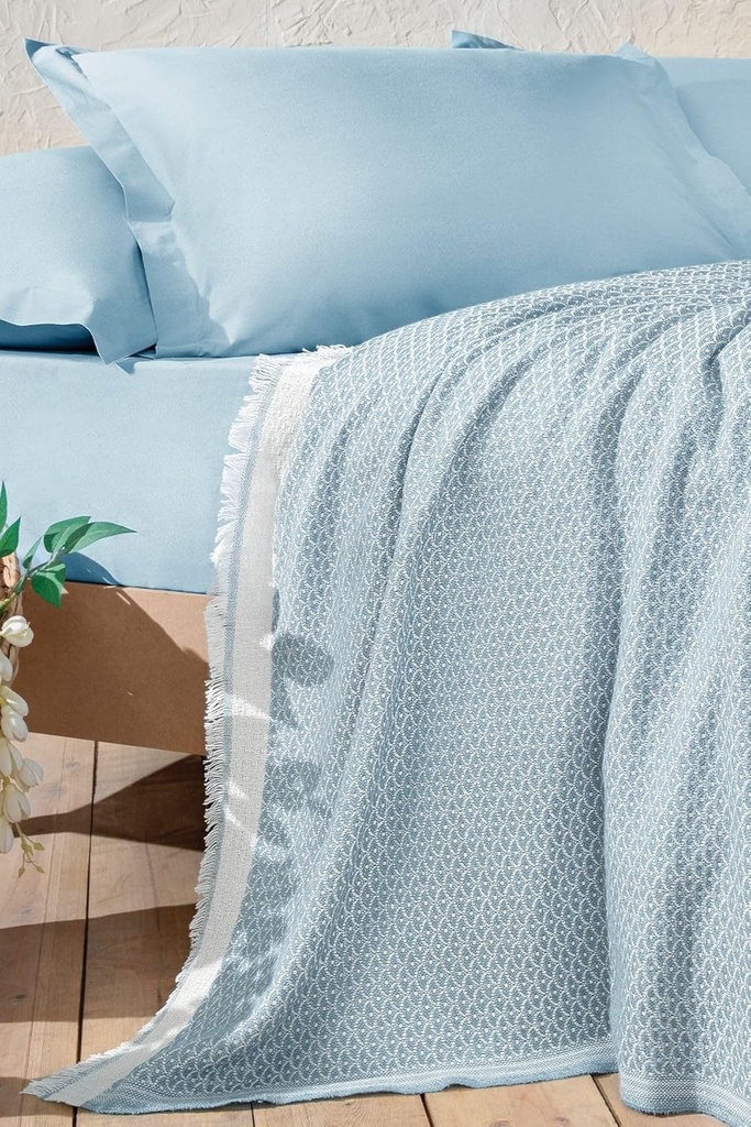 Yataş Maris Çift Kişilik Pike Takımı - Buz Mavisi 200x230