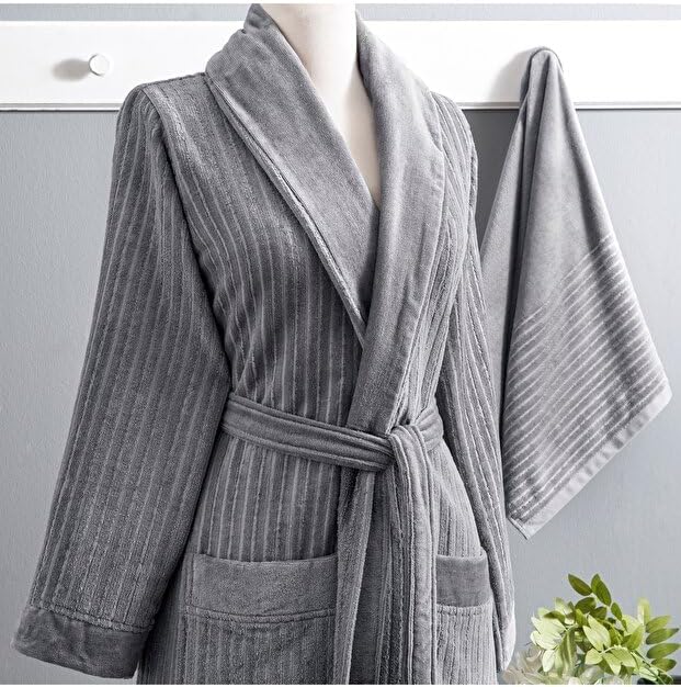 Taç Ritmo Pamuk S/M Bornoz Set Antrasit