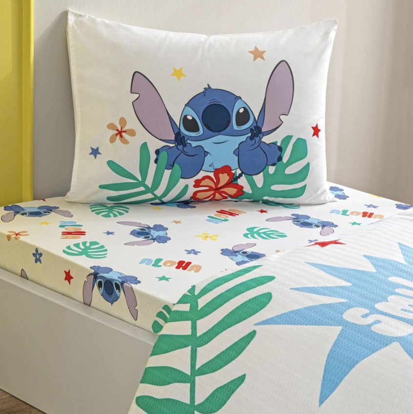 Taç Taç Lisanslı Disney Stitch Tek Kişilik Pamuk Pike Takımı
