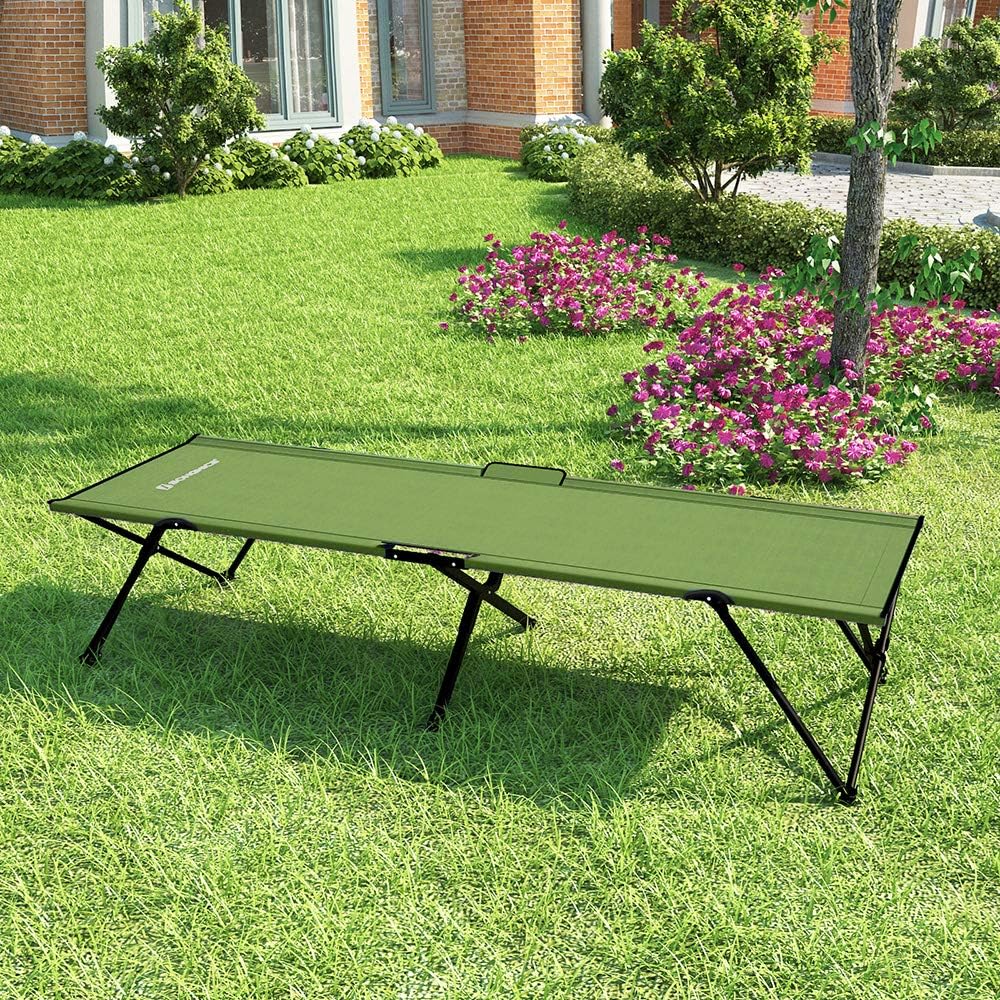 SONGMICS Üniseks Yetişkin Kamp Yatağı, Kamp Yatağı, TÜV Rheinland tarafından test edilmiştir, maksimum statik yük kapasitesi 260 kg, 206 x 45 x 75 cm GCB25J, yeşil, 205 x 75 x 46 cm