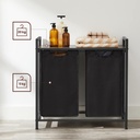 VASAGLE Çamaşır Sepeti 2 Bölmeli, Raflı Çamaşır Torbası, Çamaşır Kutusu, Oxford Kumaştan Uzatılabilir Çamaşır Torbası, Metal Çerçeve, 2 x 46 L, 73 x 33 x 72 cm, Vintage Kahverengi-Gri BLH201G01