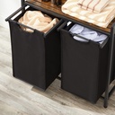 VASAGLE Çamaşır Sepeti 2 Bölmeli, Raflı Çamaşır Torbası, Çamaşır Kutusu, Oxford Kumaştan Uzatılabilir Çamaşır Torbası, Metal Çerçeve, 2 x 46 L, 73 x 33 x 72 cm, Vintage Kahverengi-Gri BLH201G01