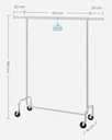 SONGMICS elbise askısı, tekerlekli elbise askıları, metalden yapılmış portmanto, 130 kg'a kadar yüklenebilir, uzunluk 110-150 cm, krom kaplama, HSR11S