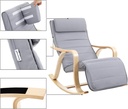 SONGMICS Huş Ağacı Sallanan Sandalye, 5 Kademede Ayarlanabilen Ayak Desteği, Pamuk Kılıf, 150 Kg Taşıma Kapasitesi, Oturma Odası, Yatak Odası, Açık Gri, Lyy41G