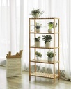 SONGMICS Banyo Rafı 5 Katlı Bambu Dik Raf 9 Seviyede Yüksekliği Ayarlanabilir Çok Fonksiyonlu, Oturma Odası, Koridor, Mutfak İçin Uygun 60x26x130 cm Doğal Renk Bcb35Y