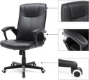 SONGMICS Ofis Sandalyesi PU, Yüksekliği Ayarlanabilir Ergonomik Tasarım, Döner Sandalye, Siyah, OBG32B, 66 x 66 x 110 cm