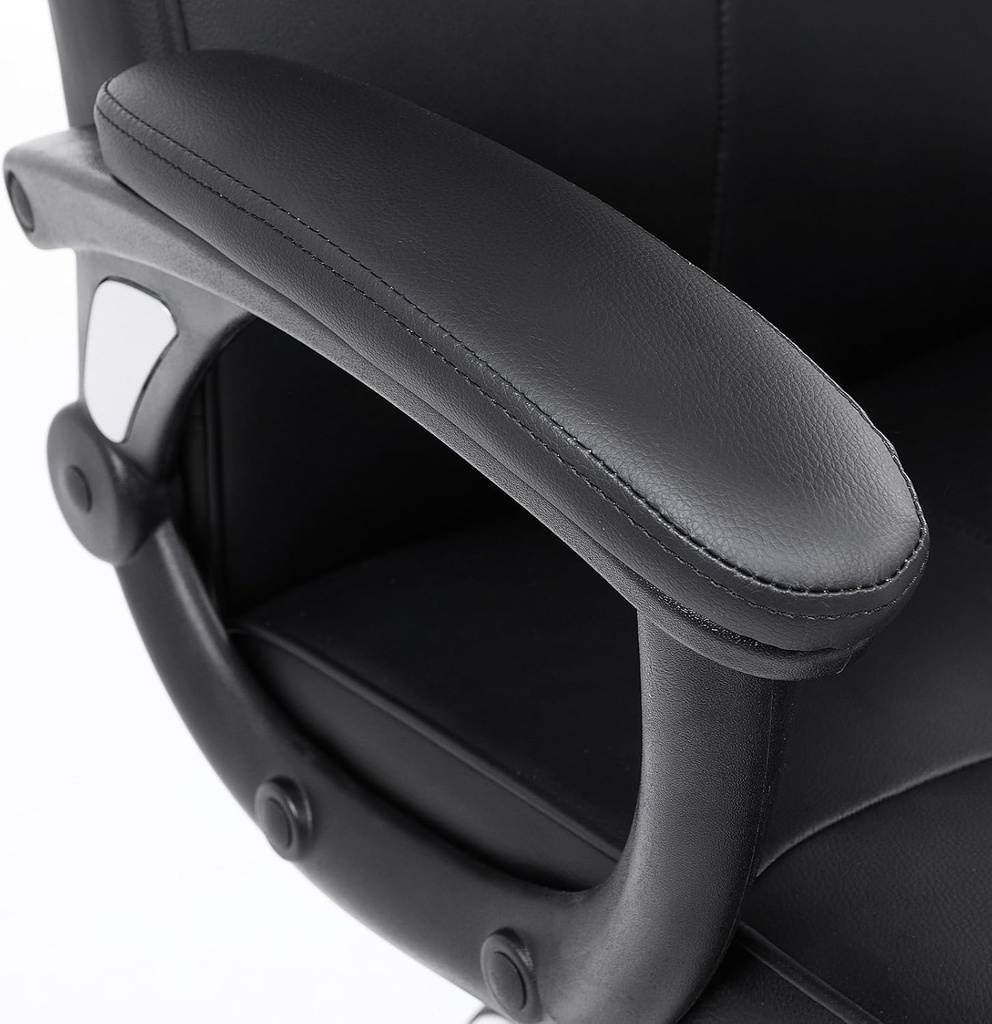SONGMICS Ofis Sandalyesi PU, Yüksekliği Ayarlanabilir Ergonomik Tasarım, Döner Sandalye, Siyah, OBG32B, 66 x 66 x 110 cm
