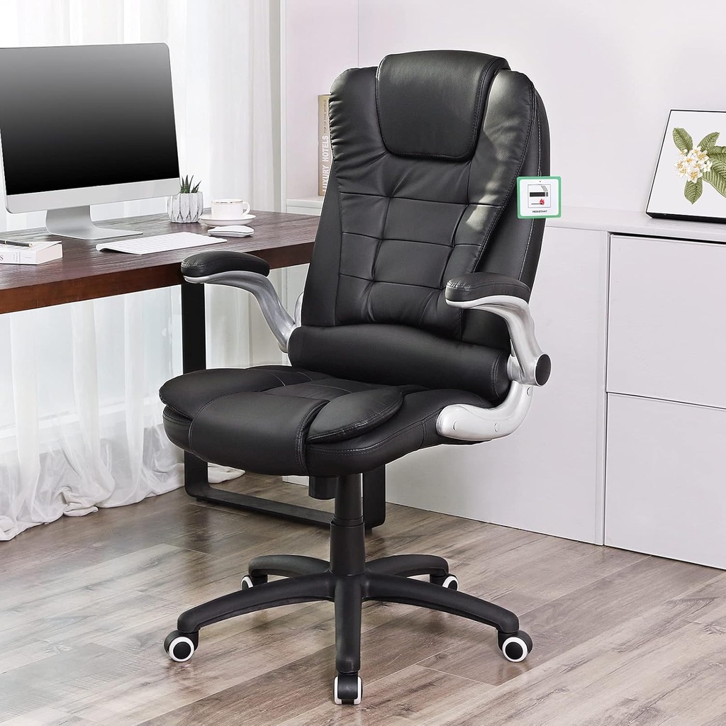 SONGMICS Ofis Koltuğu, Yönetici Koltuğu, Döner Sandalye, Siyah, Obg51B, 111 X 77 X 71