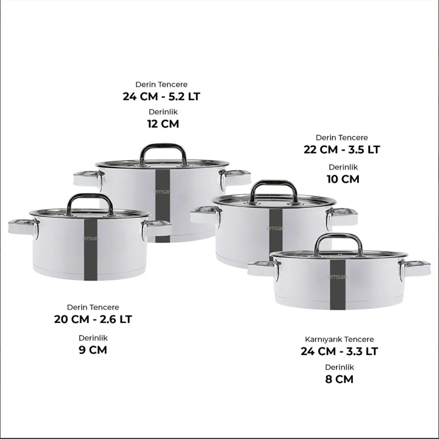 Emsan Mimosa 8 Parça Tencere Seti