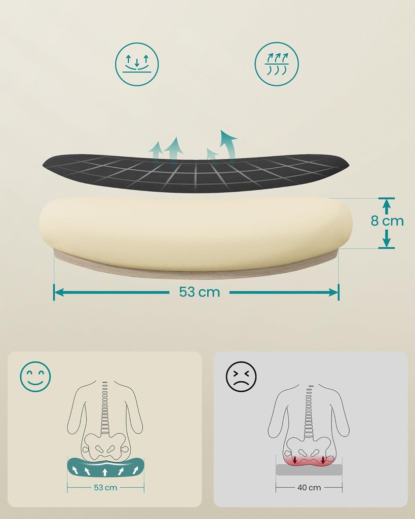 SONGMICS ofis koltuğu, masa sandalyesi, file kaplamalı döner sandalye, ergonomik, yastıklı bel desteği, sallanma fonksiyonu, 53 cm koltuk, katlanır kolçaklar, siyah OBN37BK