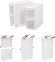 SONGMICS 4 Çekmeceli Raf, 4 Katlı 2 Ayrı Parça Kullanım, Mutfak Rafı Banyo Raf Standı Tekerlekli Niş Raf 84,5 cm Yükseklik, Beyaz Kfr05W