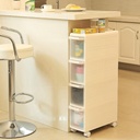 SONGMICS 4 Çekmeceli Raf, 4 Katlı 2 Ayrı Parça Kullanım, Mutfak Rafı Banyo Raf Standı Tekerlekli Niş Raf 84,5 cm Yükseklik, Beyaz Kfr05W